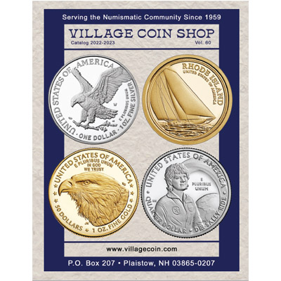 2022-2023 Catalog cover page with four coins featured on it