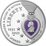 2022-W National Purple Heart Hall of Honor 2022 Colorized Silver Dollar
