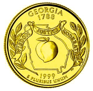 24K Gold Plated USA 1999-QUARTER-GEORGIA PLUS MORE WITH C.O.A 